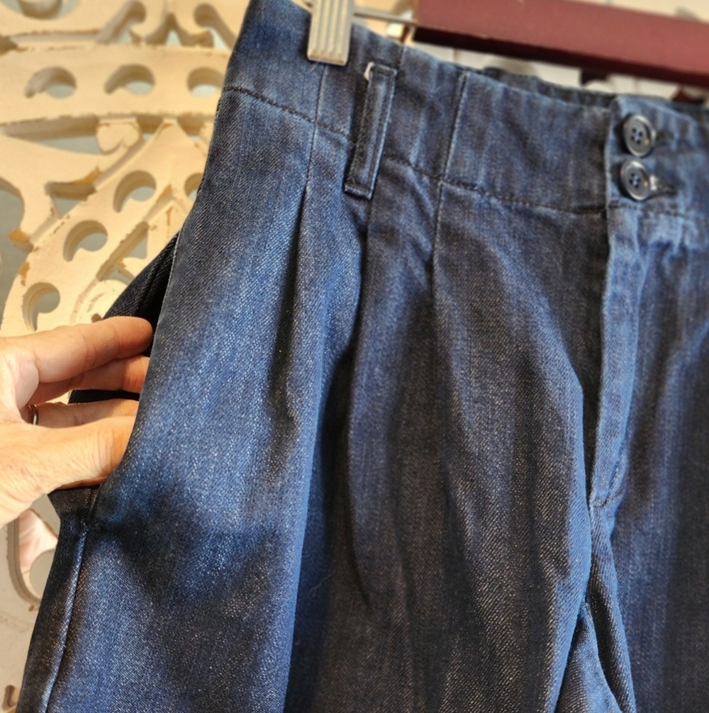 YMC  Navy Earth Keaton Denim Trousers $225 USD 80'S style wide leg - Picture 10 of 16